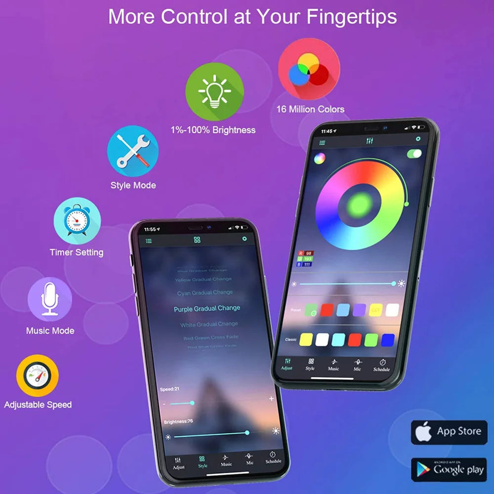 Tira de luces LED RGB con Bluetooth y control