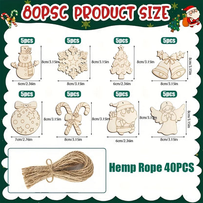 Set de 40 adornos navideños de madera
