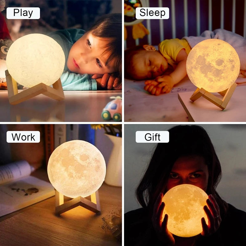 Lámpara Luna LED con base
