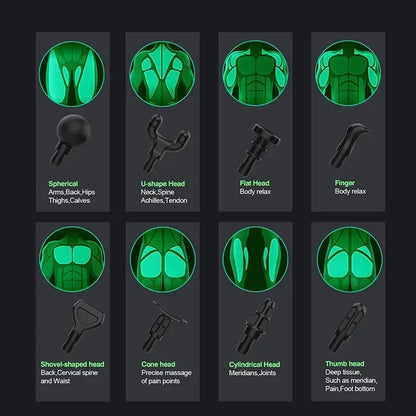 Pistola de masaje muscular (8 cabezales)