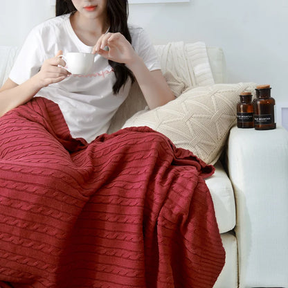 Cobija tejida de algodón para sillón o cama