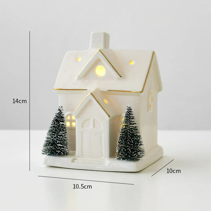 Casita navideña de cerámica con luz
