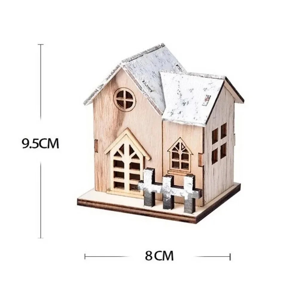 Casita navideña de madera con luz LED