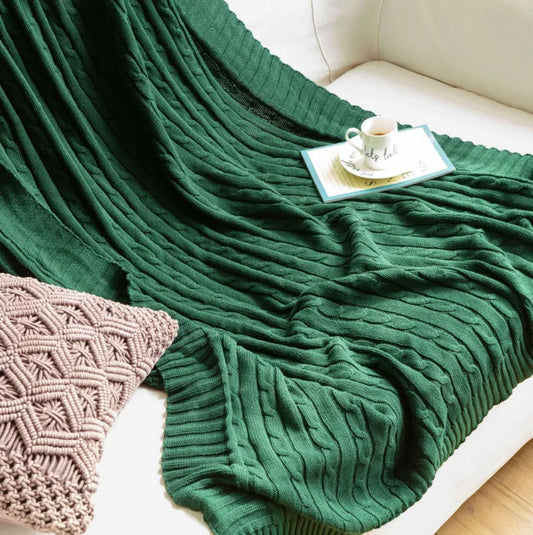 Cobija tejida de algodón para sillón o cama