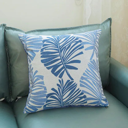Funda de cojín bordada con hojas 45x45 cm