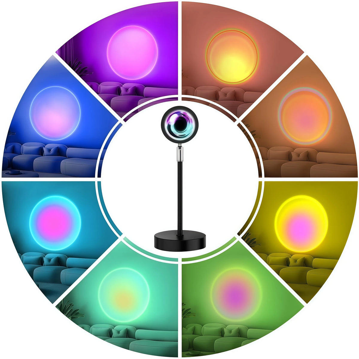 Lámpara atardecer LED de 16 colores con control