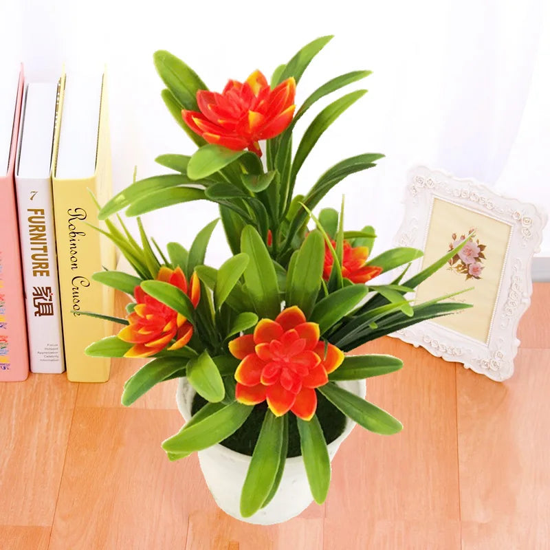 Mini maceta con flores artificiales