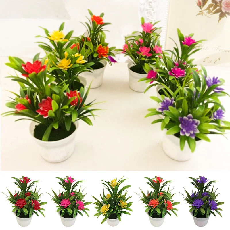 Mini maceta con flores artificiales