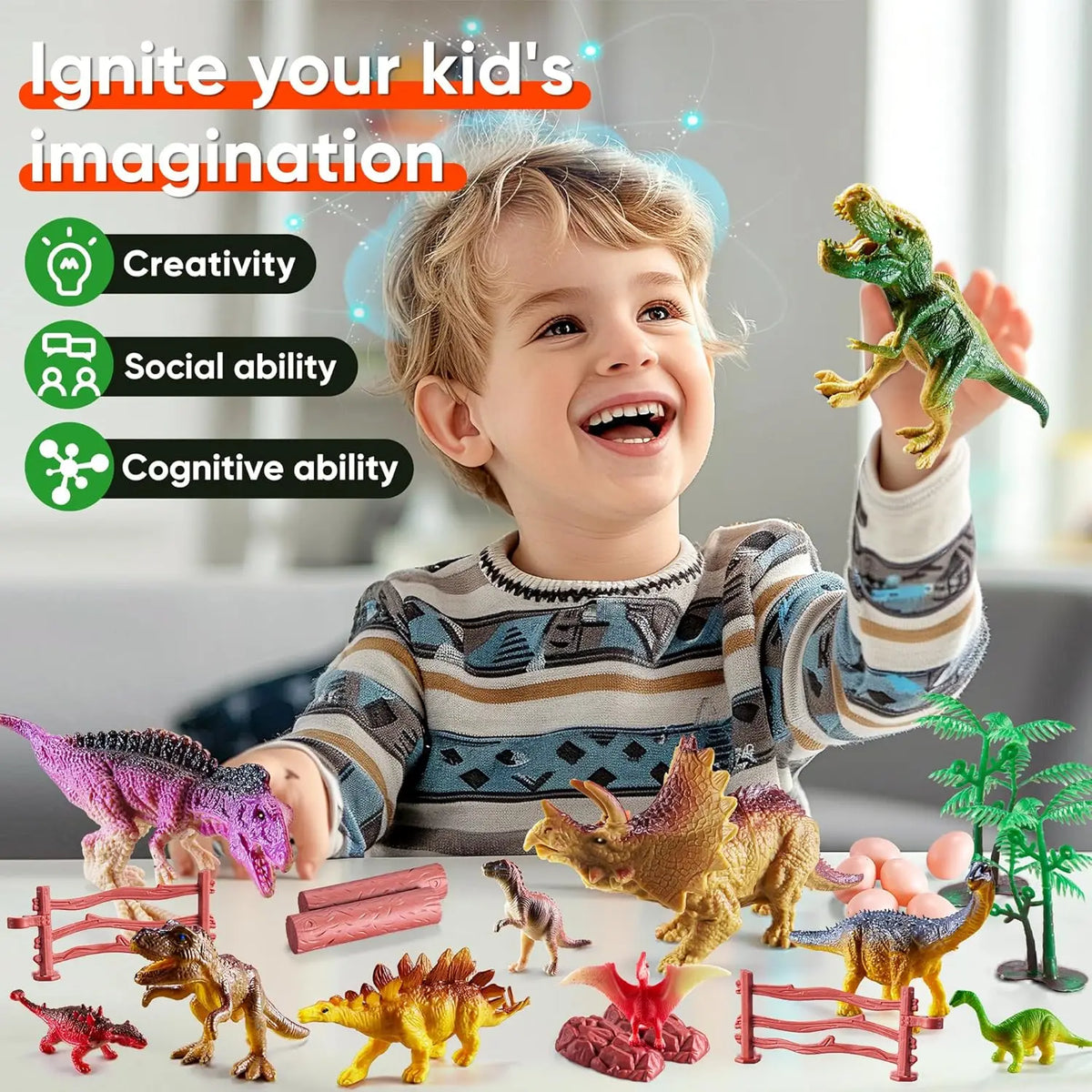 Set de 46 dinosaurios con caja