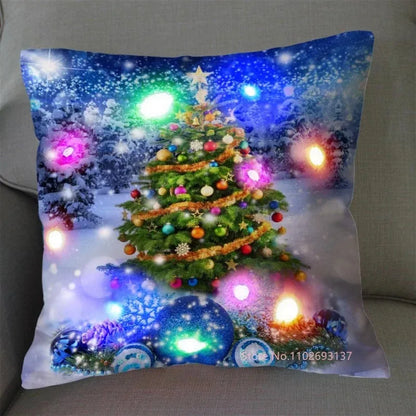 Funda de cojín navideña con luz LED
