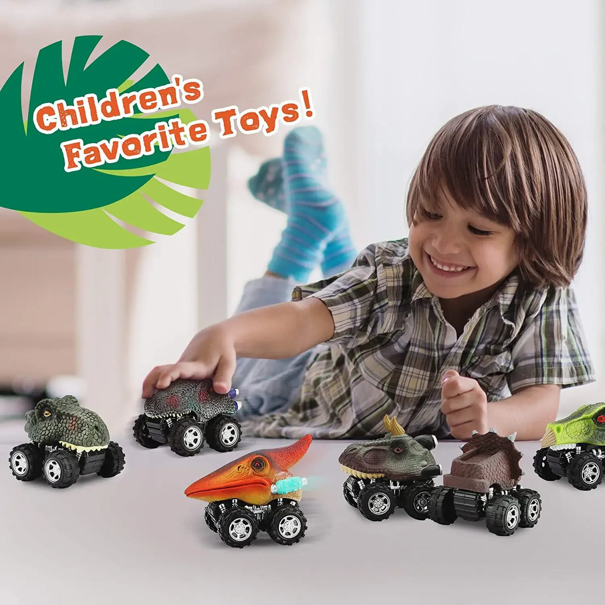 Carritos dinosaurio de fricción (monster trucks)