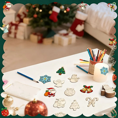 Set de 40 adornos navideños de madera