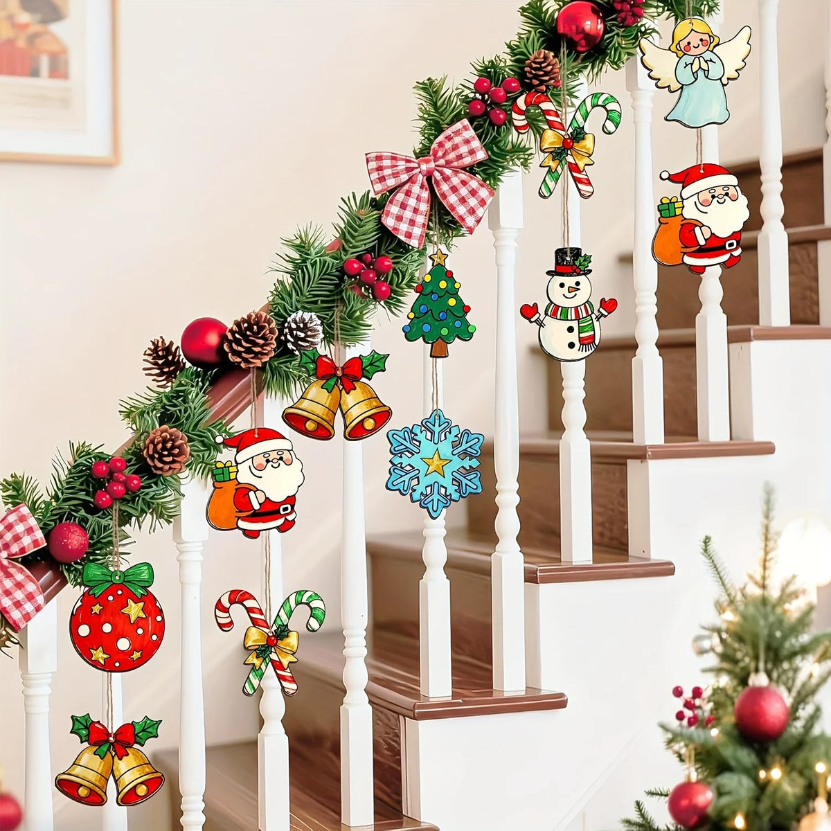 Set de 40 adornos navideños de madera