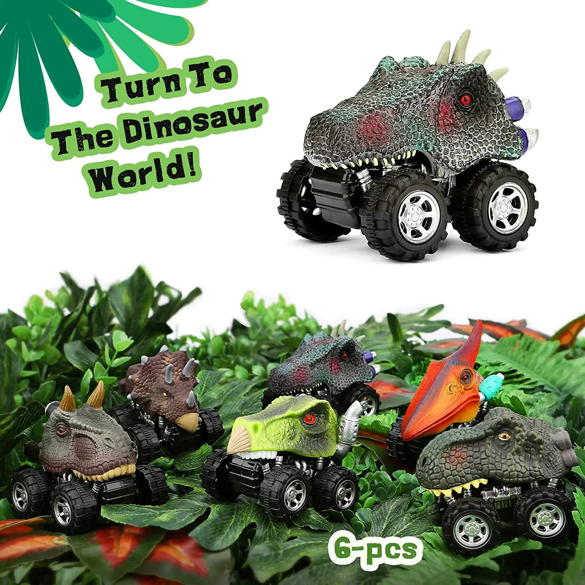 Carritos dinosaurio de fricción (monster trucks)