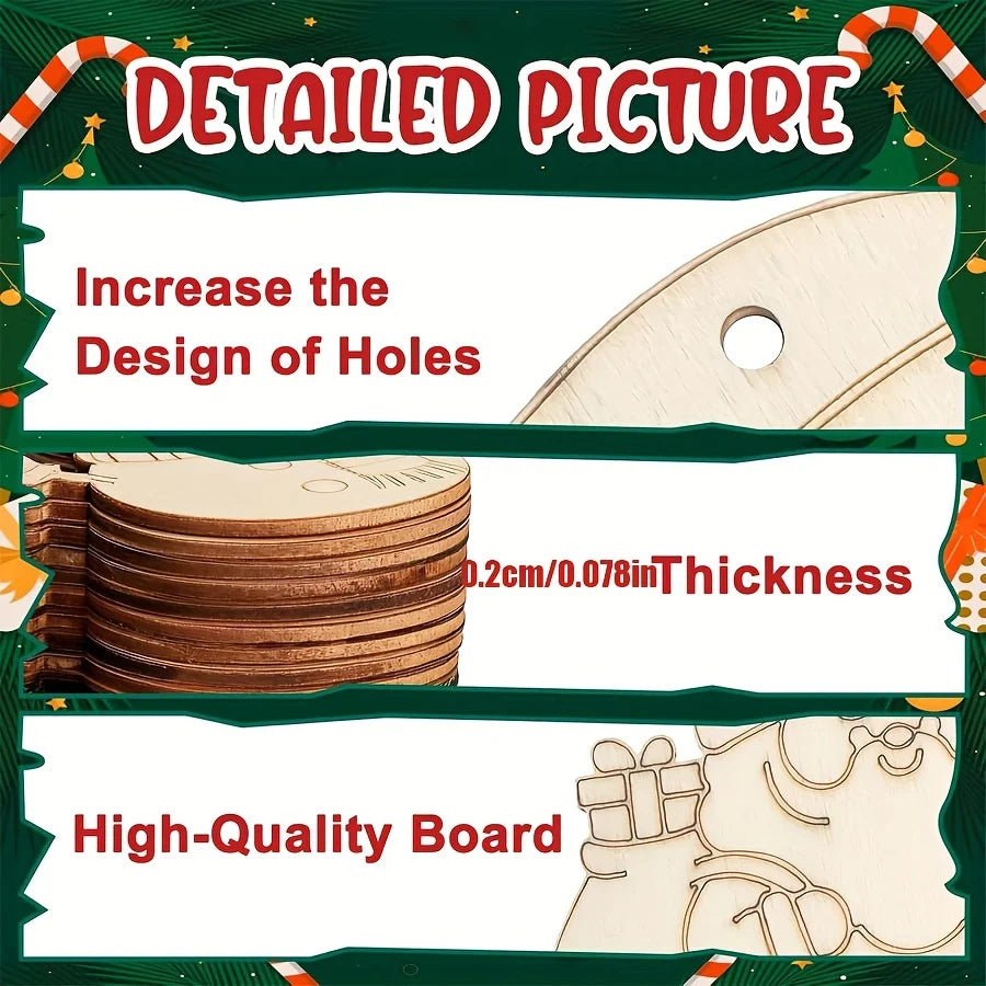 Set de 40 adornos navideños de madera