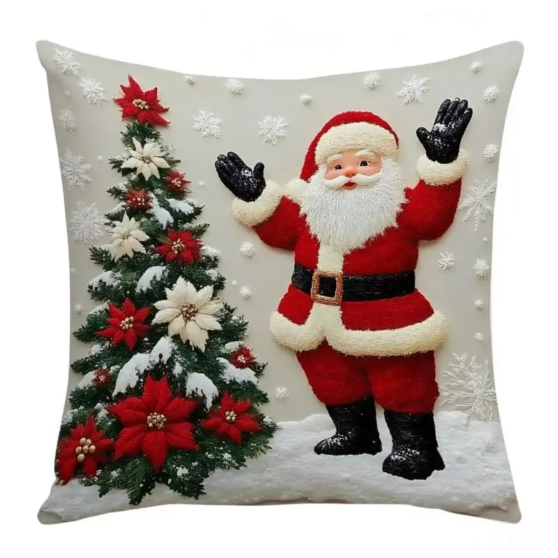 Funda de cojín navideña (renos, Santa y muñeco de nieve)