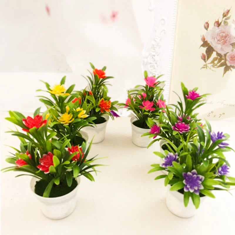 Mini maceta con flores artificiales