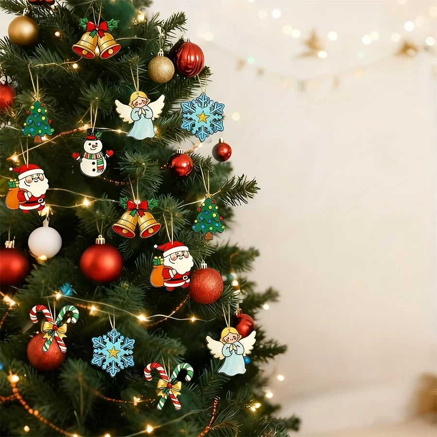 Set de 40 adornos navideños de madera