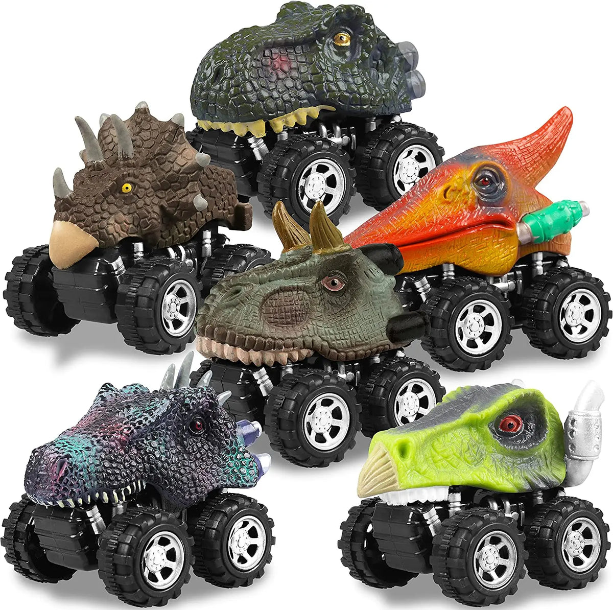 Carritos dinosaurio de fricción (monster trucks)