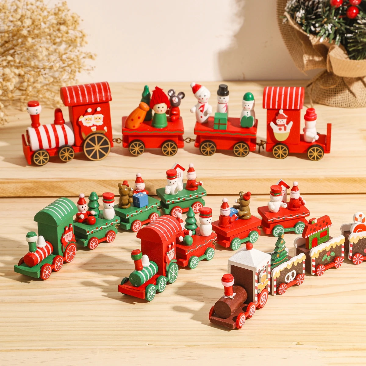 Trencito navideño de madera