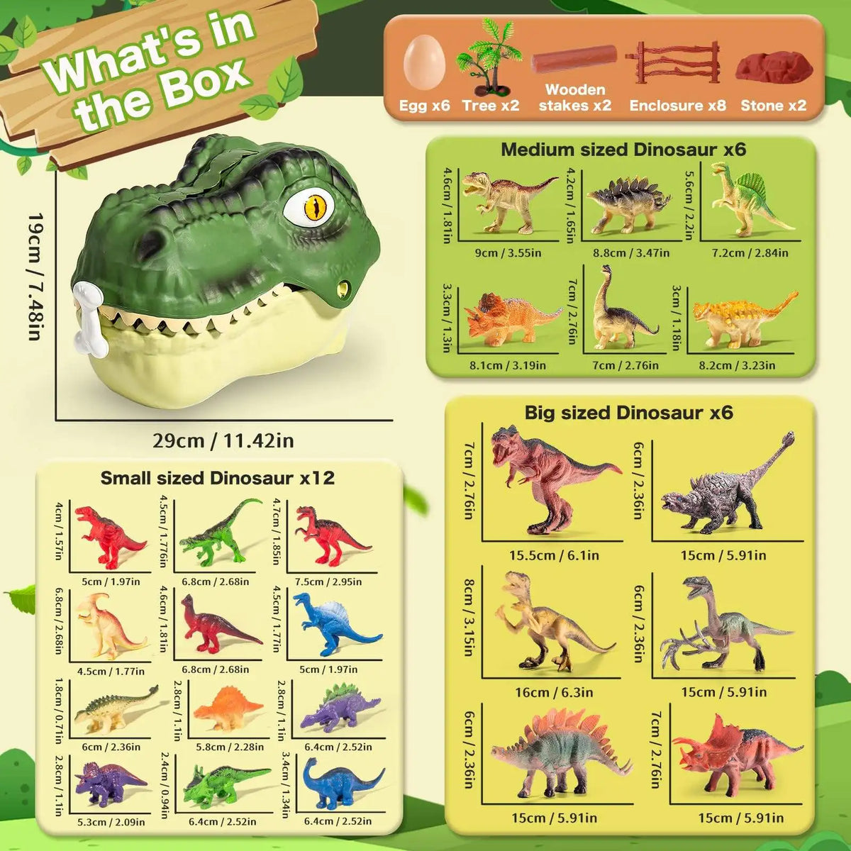 Set de 46 dinosaurios con caja