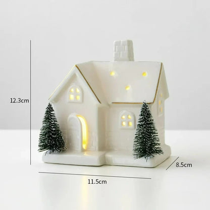 Casita navideña de cerámica con luz