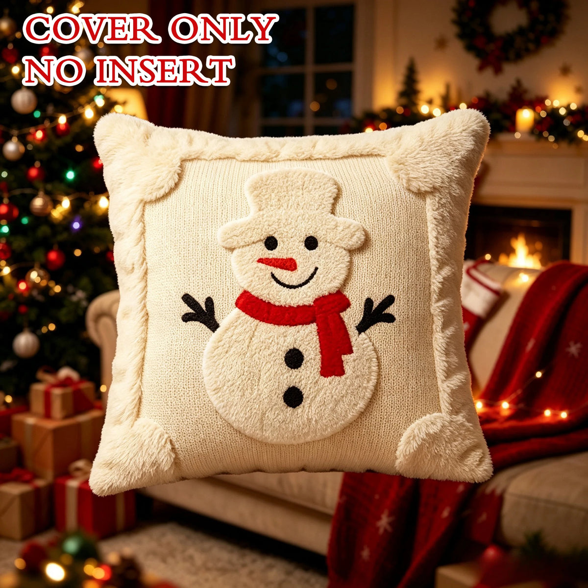 Funda de cojín navideña de peluche